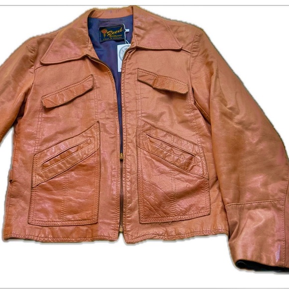 Reed Genuine Leather Jacket – Tan Caramel Color Classic Style - Picture 6 of 8